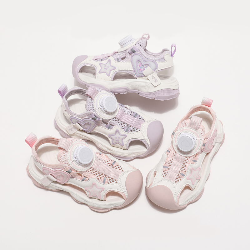 Sandale de plajă pentru fete, vârf închis, din piele sintetică, talpă PVC, stil casual, pentru fete 13–16 ani, vară 2025