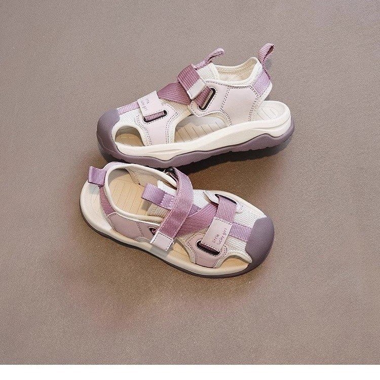 Dječje ljetne sandale za plažu s mekánom potplatom, zatvorenim prstom, Velcro kopčom, unisex, za uzrast 4–16 godina, ljeto 2025