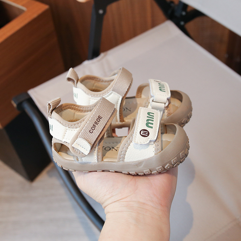 Unisex ljetne sandale za bebe i djecu, mekana podloga, Velcro zatvaranje, zatvoren vrh, sandale za plažu, PVC potplat