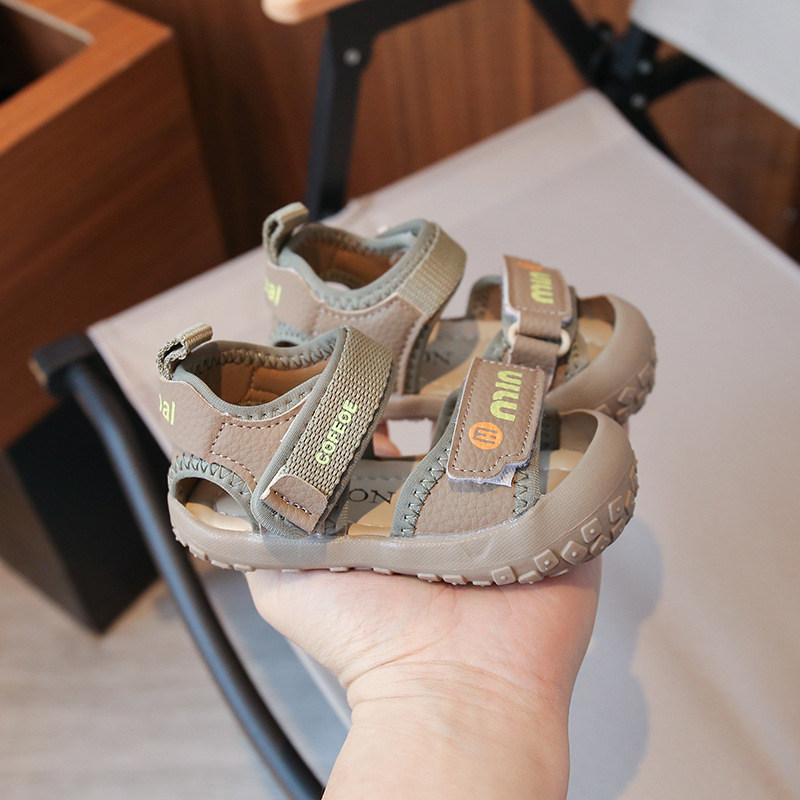 Unisex ljetne sandale za bebe i djecu, mekana podloga, Velcro zatvaranje, zatvoren vrh, sandale za plažu, PVC potplat