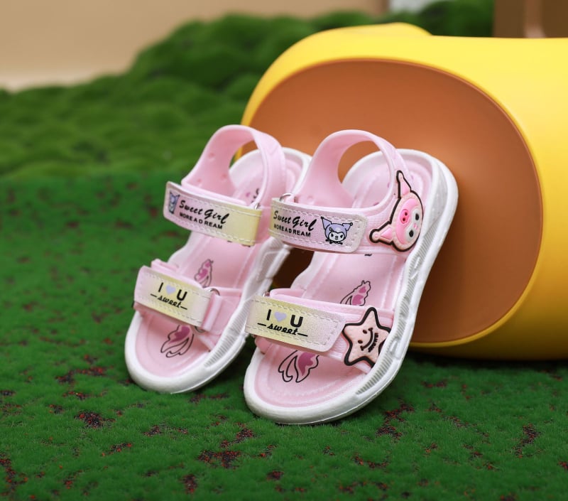 Dječje sandale s otvorenim prstom, Velcro zatvarač, unisex, karikatura uzorak (Gornji materijal: umjetna koža; Đon: PVC; Dob: 4–16 godina; Uzorak: Crtani)