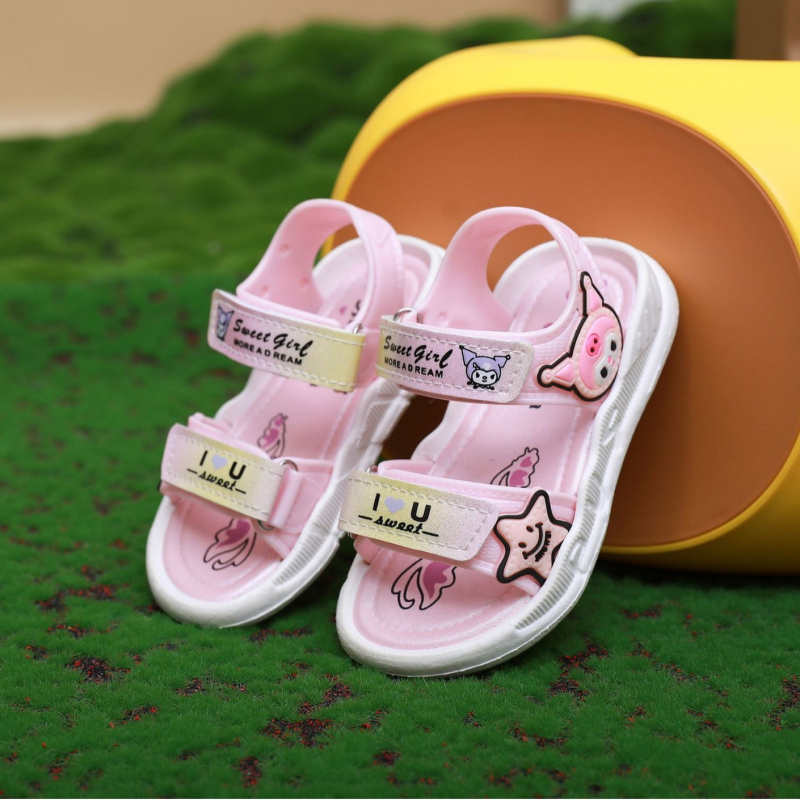 Dječje sandale s otvorenim prstom, Velcro zatvarač, unisex, karikatura uzorak (Gornji materijal: umjetna koža; Đon: PVC; Dob: 4–16 godina; Uzorak: Crtani)