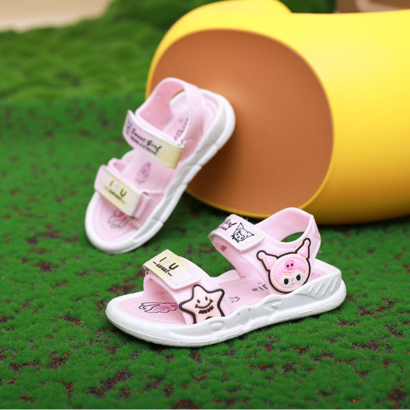 Dječje sandale s otvorenim prstom, Velcro zatvarač, unisex, karikatura uzorak (Gornji materijal: umjetna koža; Đon: PVC; Dob: 4–16 godina; Uzorak: Crtani)