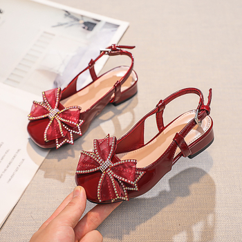 Djevojačke plažne sandale u korejskom stilu, gornji materijal Ultrafilm koža, jednobojno, za uzrast 4–16 godina