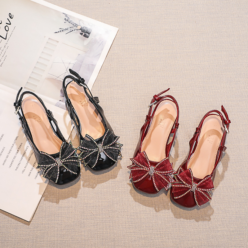 Djevojačke plažne sandale u korejskom stilu, gornji materijal Ultrafilm koža, jednobojno, za uzrast 4–16 godina