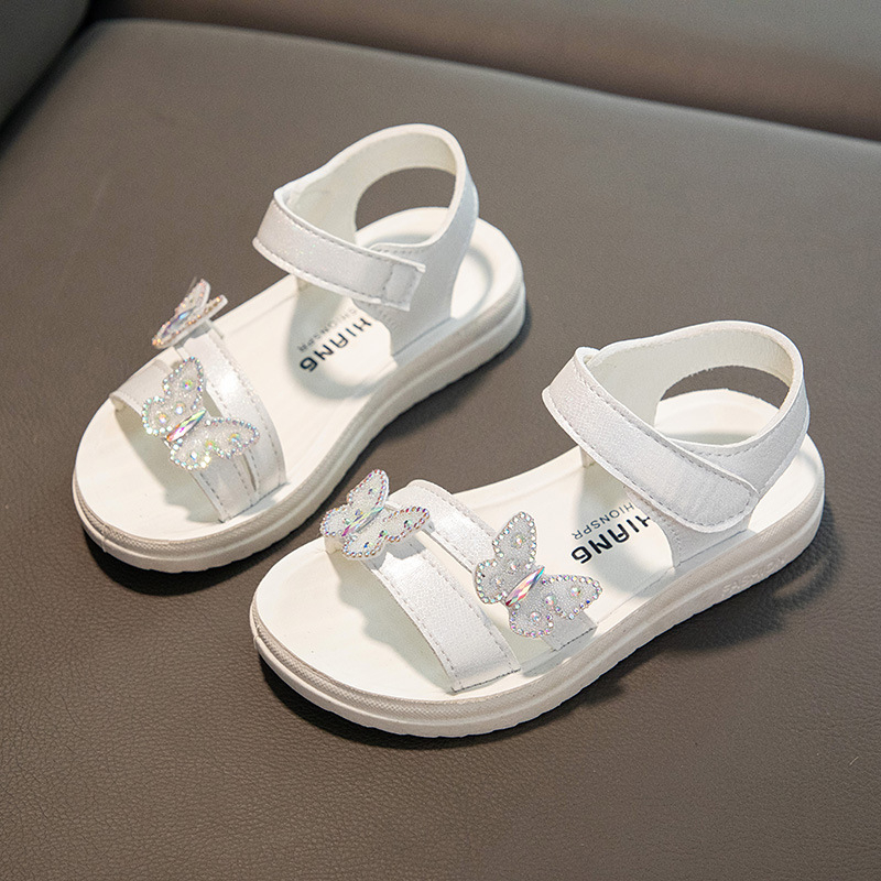 Dječje princeze sandale - kopčanje na Velcro, gornji dio od umjetne kože, gumena potplata, jednobojni uzorak