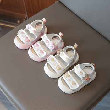 Plažne cipele za djecu 1–3 godine – gornji dio od platna, gumena potplata, Velcro zatvarač, uzorak crtani likovi, ljeto 2025