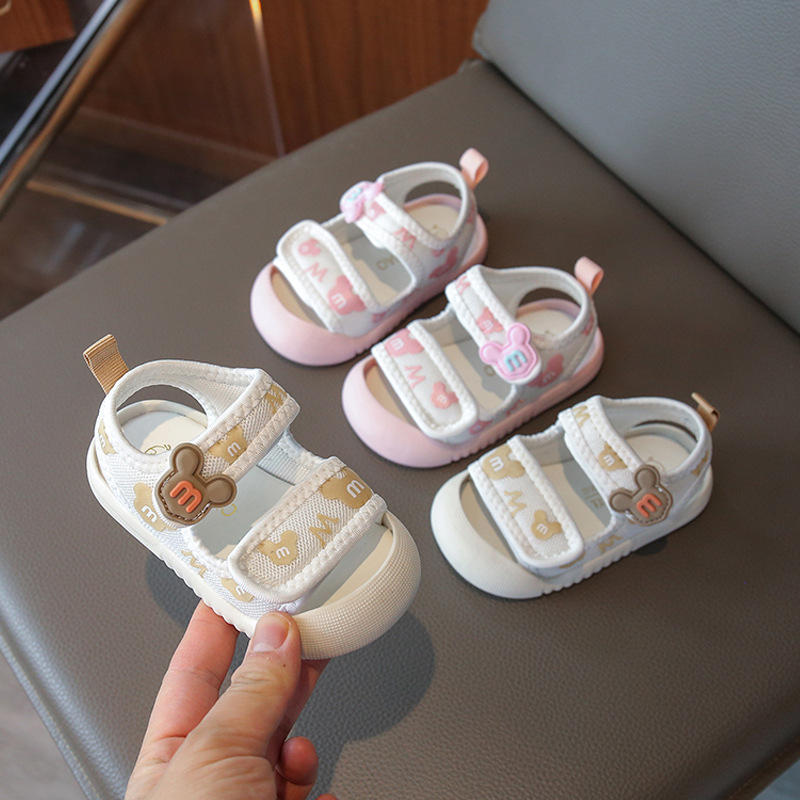 Plažne cipele za djecu 1–3 godine – gornji dio od platna, gumena potplata, Velcro zatvarač, uzorak crtani likovi, ljeto 2025