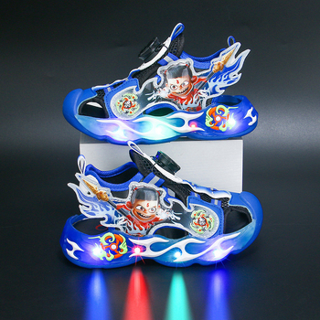 Dječje sportske sandale sa svjetlima, gornji dio od sintetičke kože, EVA đon, zatvaranje okretni gumb, ljeto 2025