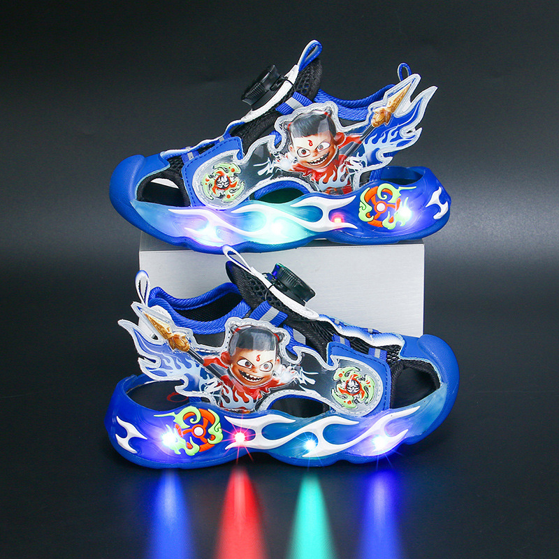 Dječje sportske sandale sa svjetlima, gornji dio od sintetičke kože, EVA đon, zatvaranje okretni gumb, ljeto 2025