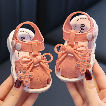 Dječje ljetne sandale za djevojčice s neklizajućom mekanom potplatom, PVC gornji dio i potplata, kopča, stil princeze, za dob 1–3 godine