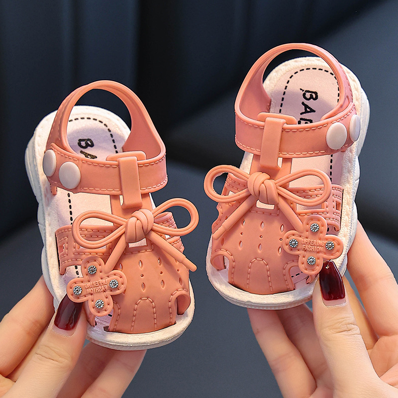 Dječje ljetne sandale za djevojčice s neklizajućom mekanom potplatom, PVC gornji dio i potplata, kopča, stil princeze, za dob 1–3 godine