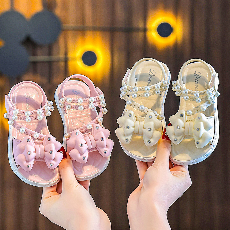 Hercegnő masnis szandálok lányoknak, felsőrész PVC, talp PVC, puha talp, 1–12 éveseknek
