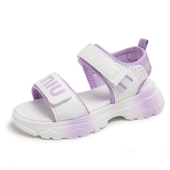 Plažne cipele za djevojčice | gornji dio od sintetičke kože, potplat od gume, Velcro zatvarač, jednobojni uzorak, korejski stil