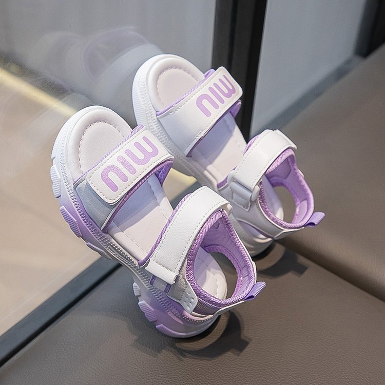 Plažne cipele za djevojčice | gornji dio od sintetičke kože, potplat od gume, Velcro zatvarač, jednobojni uzorak, korejski stil