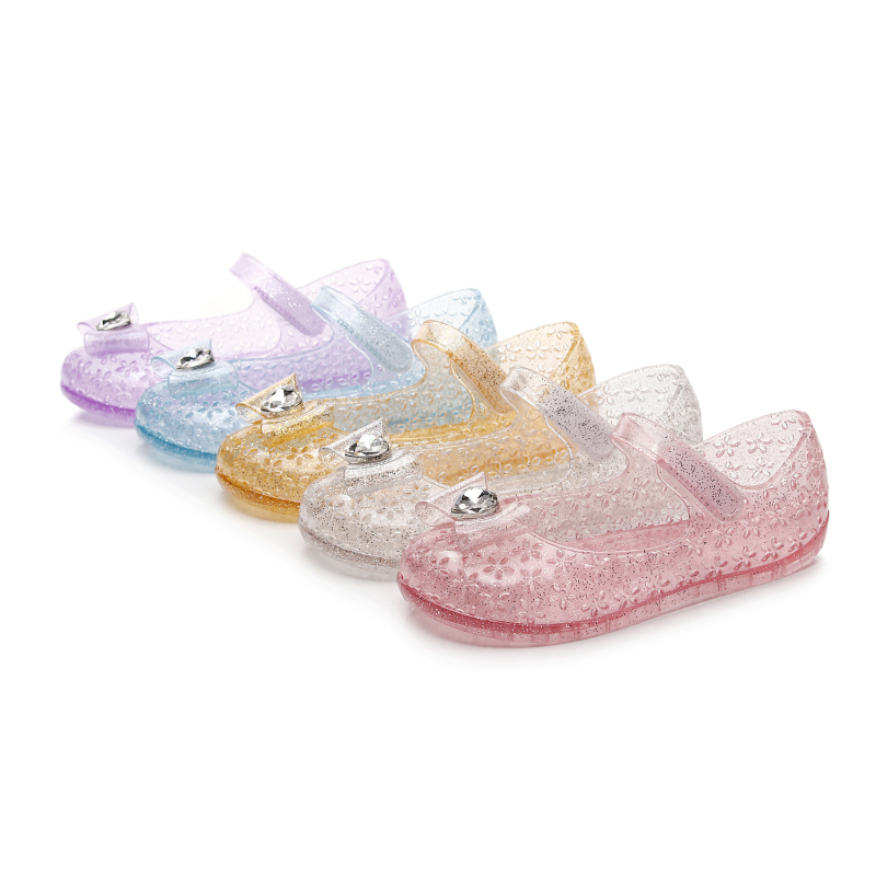 Princeza dječje jelly sandale za djevojčice, s Velcro zatvorenjem, PVC gornji dio i potplat, cvjetni uzorak, za uzrast 4–12 godina