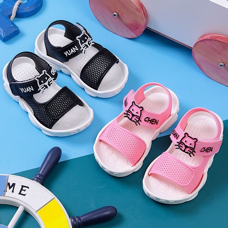 Dječje ljetne sandale s Velcro zatvorenim stražnjim dijelom, unisex, PVC gornji dio i potplat, cartoon uzorak, protuklizne