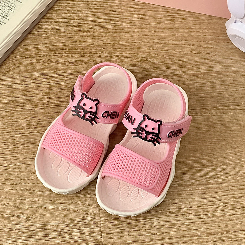 Dječje ljetne sandale s Velcro zatvorenim stražnjim dijelom, unisex, PVC gornji dio i potplat, cartoon uzorak, protuklizne