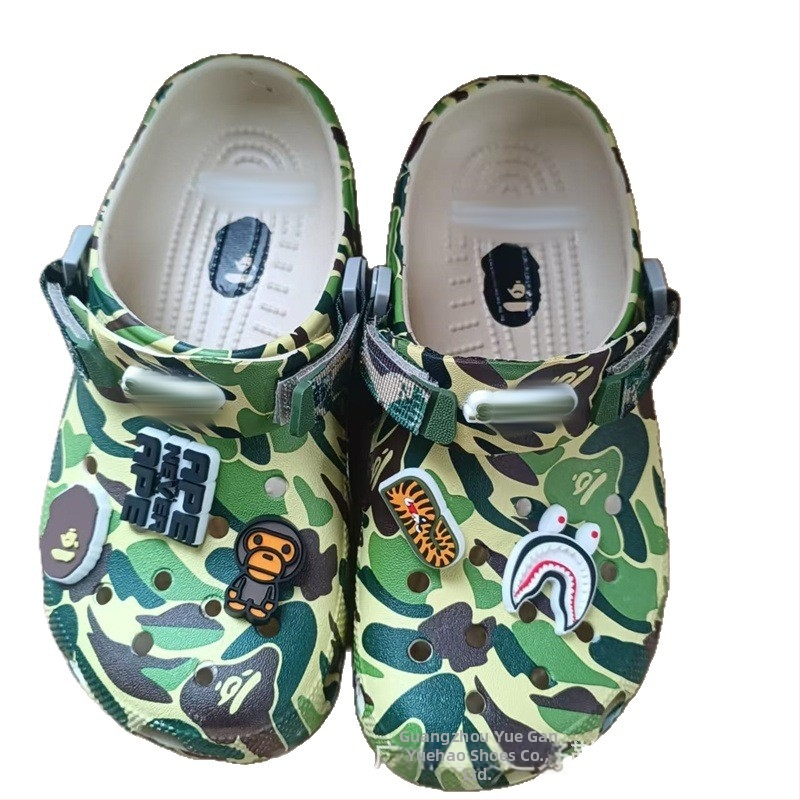Cros Beppo bērnu sandales ar kamuflāžas rakstu, caurumu dizains, EVA augšdaļa, ikdienas vasaras stils, vecums 4–16 gadi