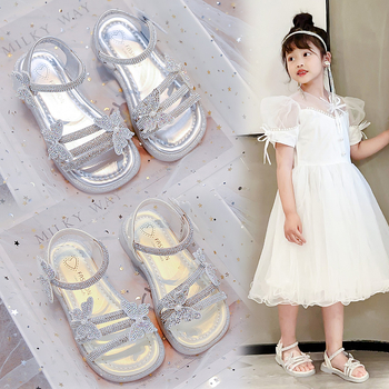 Hercegnő szandálok lányoknak - Velcro-zárás, felsőrész: szintetikus bőr, talp: marha-inas, Koreai stílus