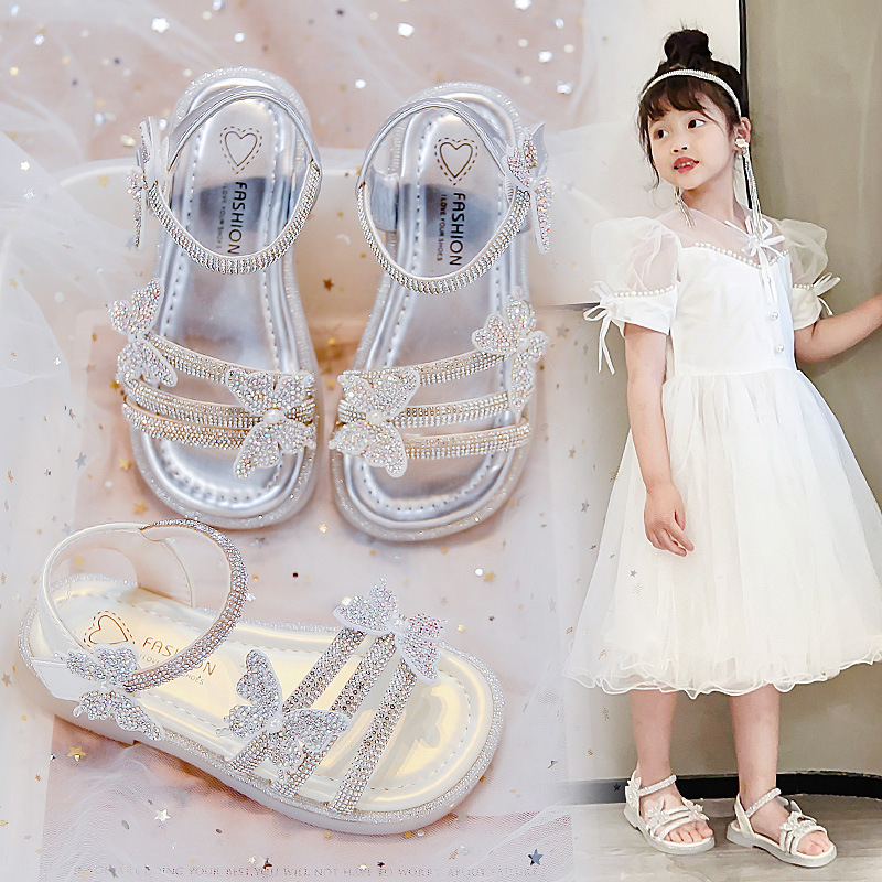 Hercegnő szandálok lányoknak - Velcro-zárás, felsőrész: szintetikus bőr, talp: marha-inas, Koreai stílus