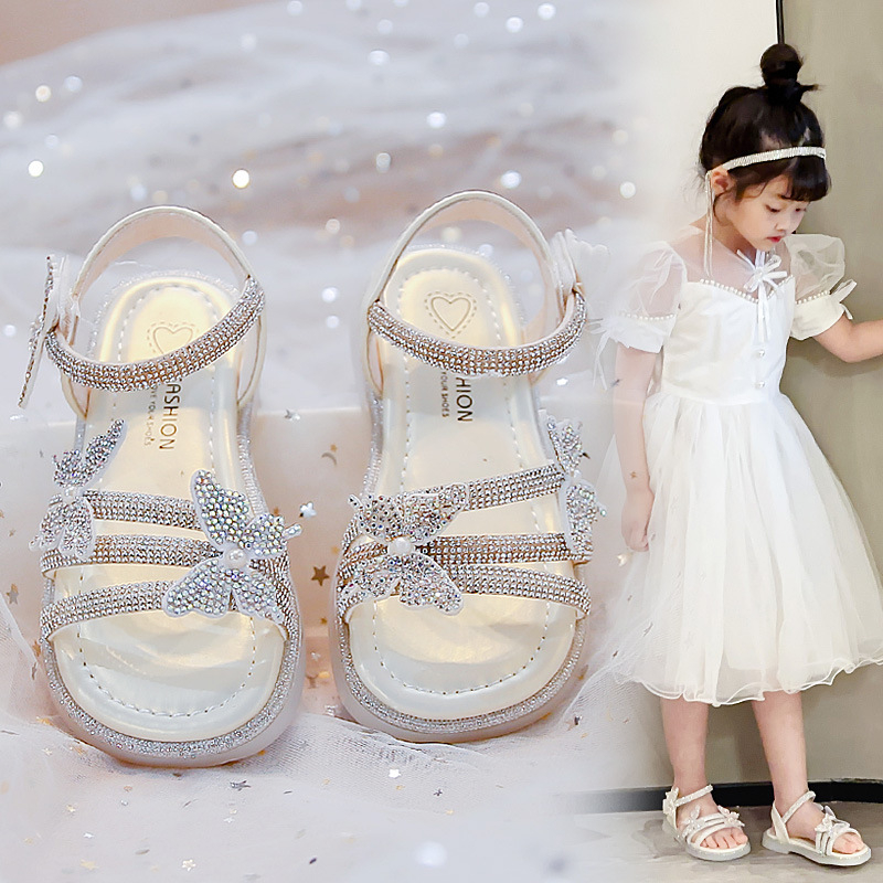 Hercegnő szandálok lányoknak - Velcro-zárás, felsőrész: szintetikus bőr, talp: marha-inas, Koreai stílus