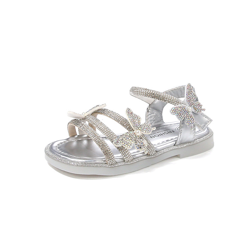 Hercegnő szandálok lányoknak - Velcro-zárás, felsőrész: szintetikus bőr, talp: marha-inas, Koreai stílus