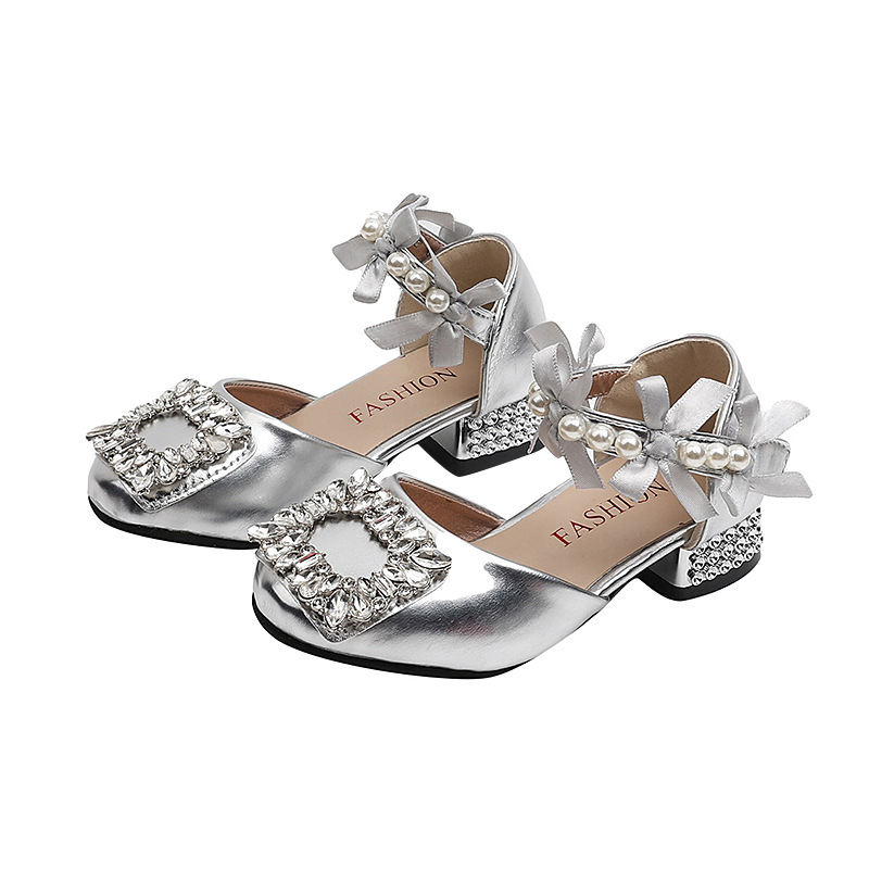Dječje sandale s visokim petama, princes stil, korejski stil, rhinestones, PU koža, cipele za ples i svečanu odjeću