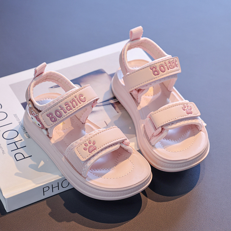 Dječje sandale za plažu s otvorenim prstima, ljeto 2026, unisex, sladak mačji dizajn s Velcro