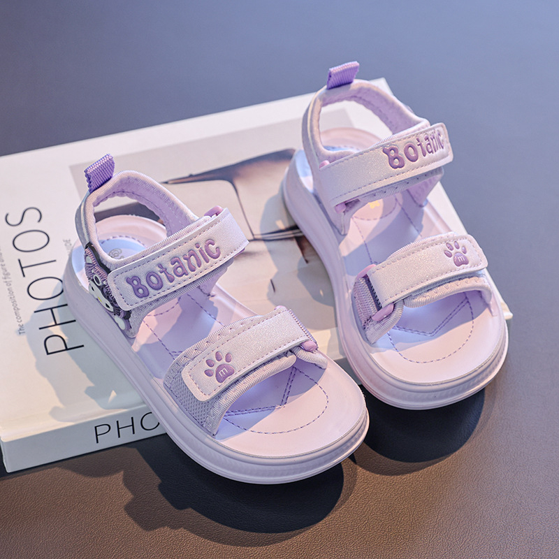Dječje sandale za plažu s otvorenim prstima, ljeto 2026, unisex, sladak mačji dizajn s Velcro