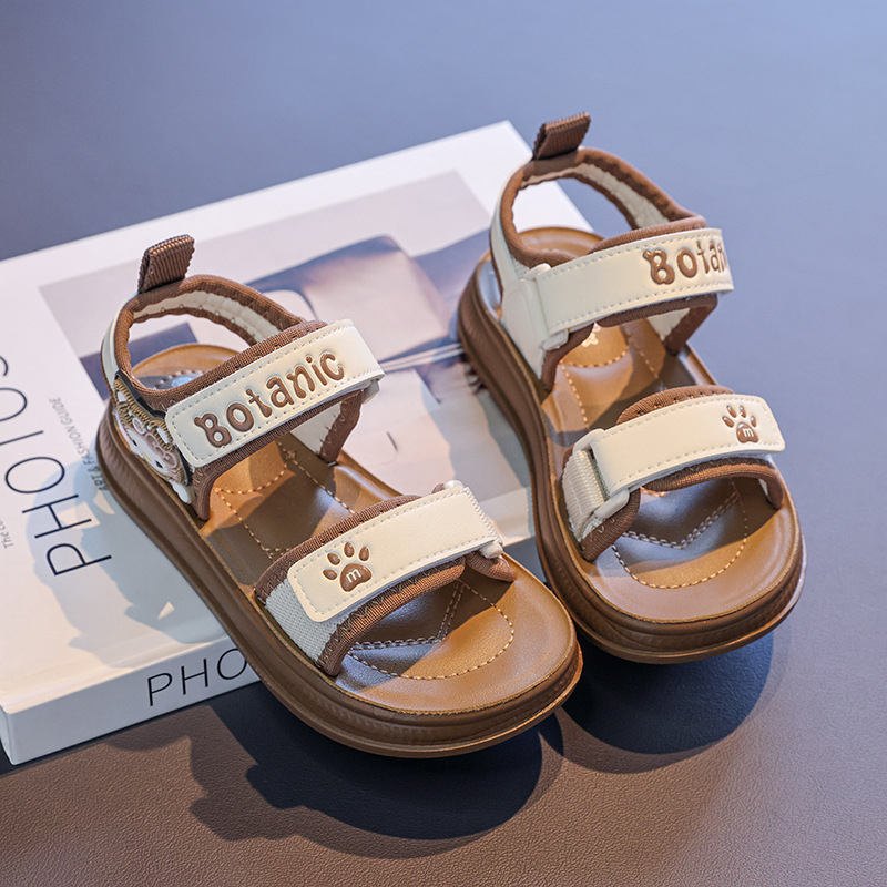 Dječje sandale za plažu s otvorenim prstima, ljeto 2026, unisex, sladak mačji dizajn s Velcro