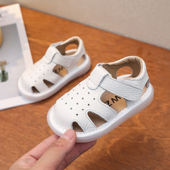 Unisex kožne ljetne sandale za bebe, 12–36 mjeseci, mekana podloga, protuklizne, zatvaranje na Velcro, niski profil