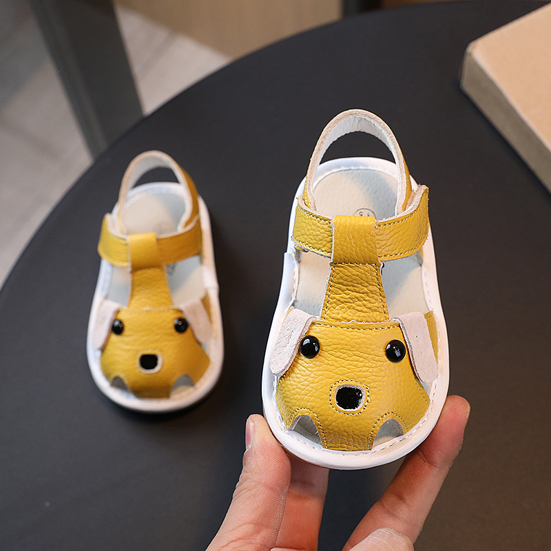 Ljetne sandale za bebe 12-36 mjeseci, unisex, kožni gornji dio, prozračne, mekana potplat, Velcro zatvaranje, niski profil.