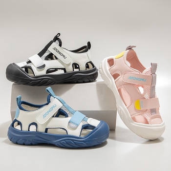 Dječje plažne sandale, unisex, gornji dio PU, Velcro kopča, gumeni đon, za djecu 4–16 godina, ljetni casual stil