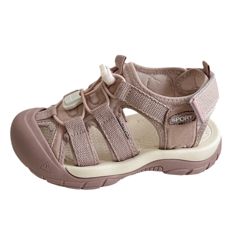 Bērnu sporta sandales ar augšējo daļu no sietveida materiāla, Velcro aizdare, gumijas zole, vienkrāsains modelis, vecuma diapazons 4–16 gadi