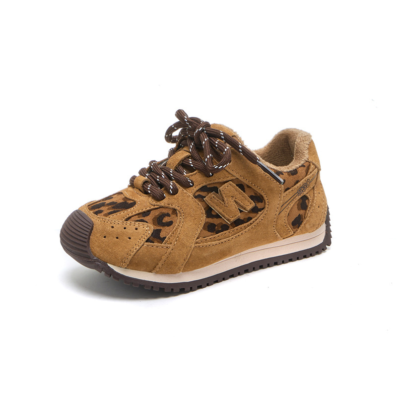 Unisex dječje tenisice od prave kože, toplina flis unutrašnjost, protuklizna gumena potplata, zatvaranje na Velcro, lagane sportske tenisice za zimu, proljeće i jesen