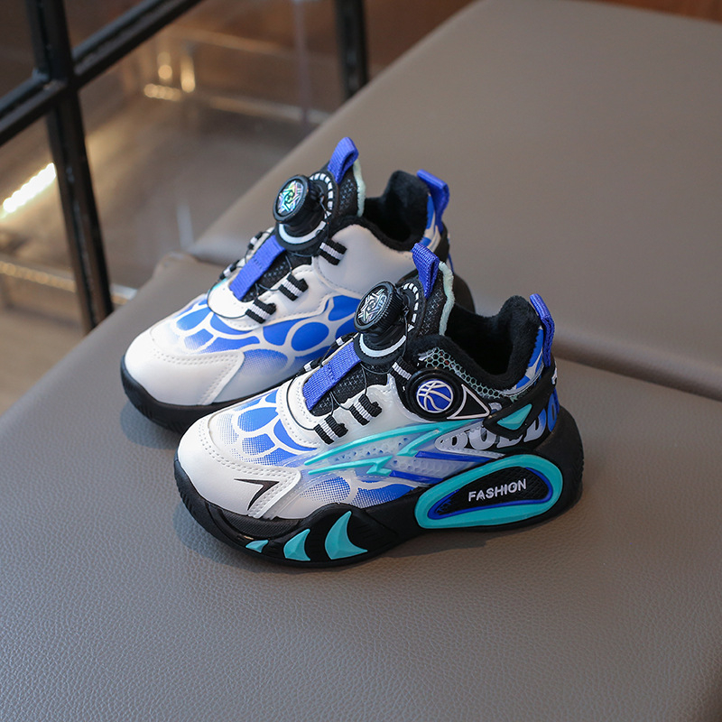 Dječje tenisice s fleece unutarnjom, zimske svakodnevne tenisice s okretno zatvaranje gumom, PU gornji dio, gumena potplat, protuklizne