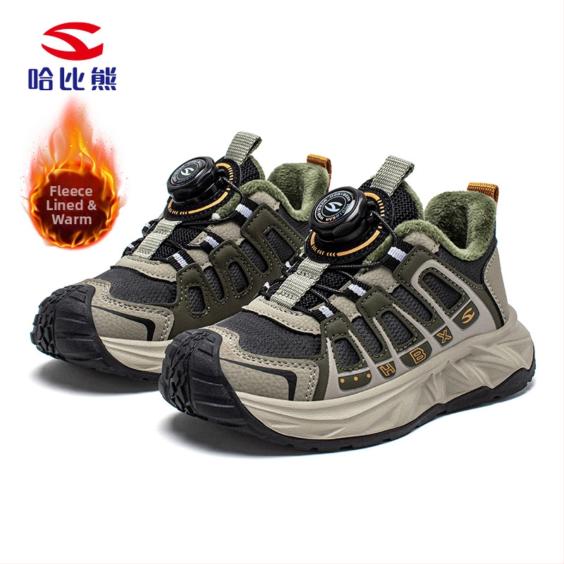 Dječje zimske tenisice za trčanje s flek podstavom, unisex, zatvaranje na gumbe, lagane, gornji dio od sintetičke kože, potplat EVA+TPR