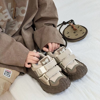 Pantofi de alergare pentru copii, primăvară-toamnă, cu Velcro închidere, partea superioară din piele sintetică, talpă din cauciuc, unisex, pentru vârste 4–16 ani