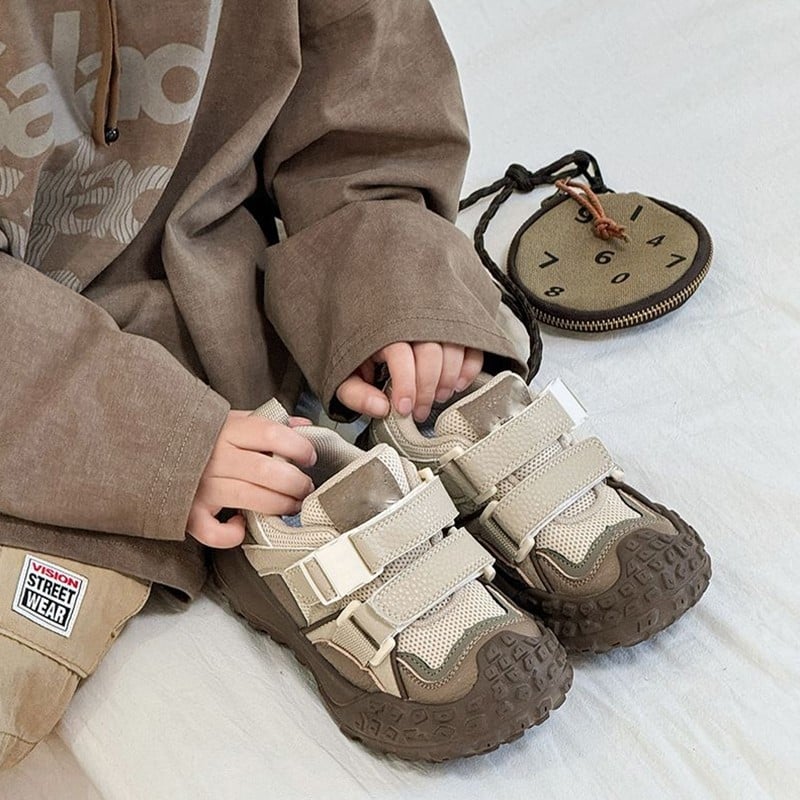 Pantofi de alergare pentru copii, primăvară-toamnă, cu Velcro închidere, partea superioară din piele sintetică, talpă din cauciuc, unisex, pentru vârste 4–16 ani