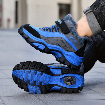 Dječje kožne tenisice za zimu s fleec podstavom, Velcro zatvarač, stil Dad Shoes