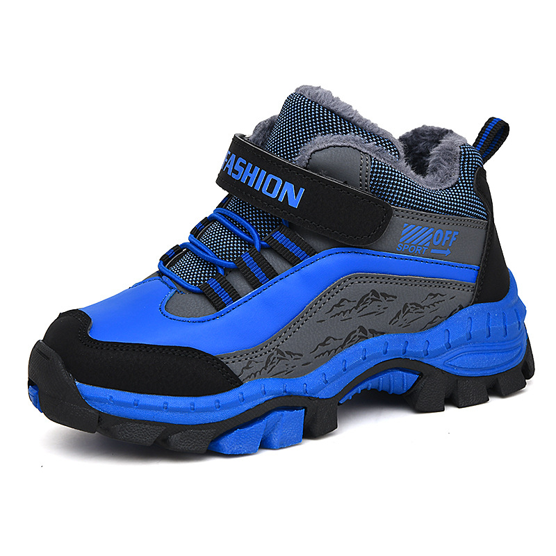 Dječje kožne tenisice za zimu s fleec podstavom, Velcro zatvarač, stil Dad Shoes