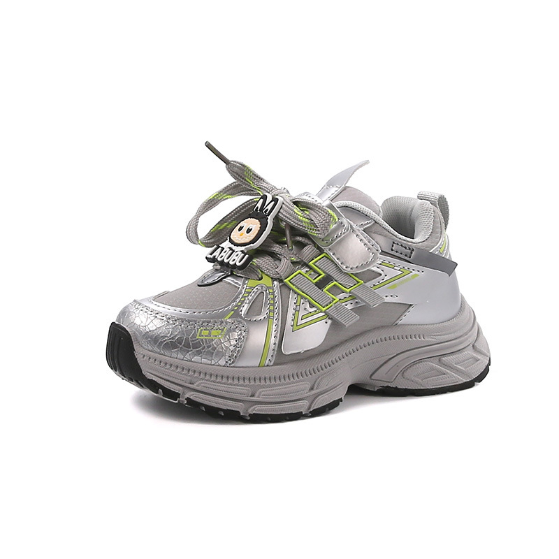 Dječje tenisice u stilu Dad Shoes za djevojčice, prozračni gornji dio od sintetičke kože, Velcro zatvarač, gumeni potplat, karikatura uzorak, za uzrast 4–12 godina