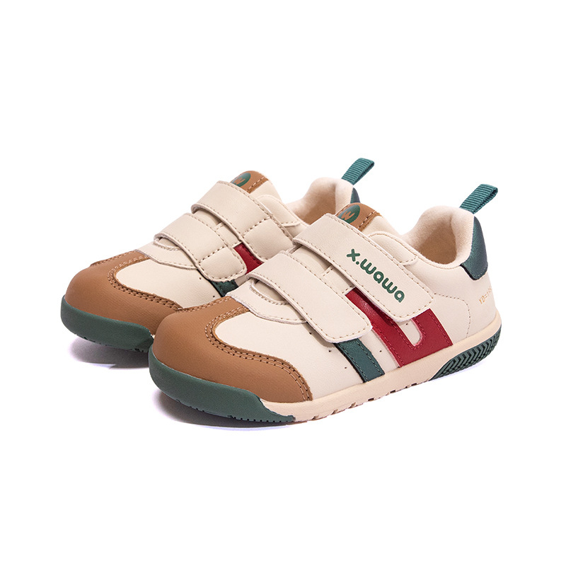 Snow Doll Pantofi de antrenament pentru copii – Antiderapante, respirabili, durabili, unisex, cu model dungat (Partea superioară: Super Fiber; Talpă: Cauciuc; Închidere: Velcro; Sezon: Toamnă–Iarnă)