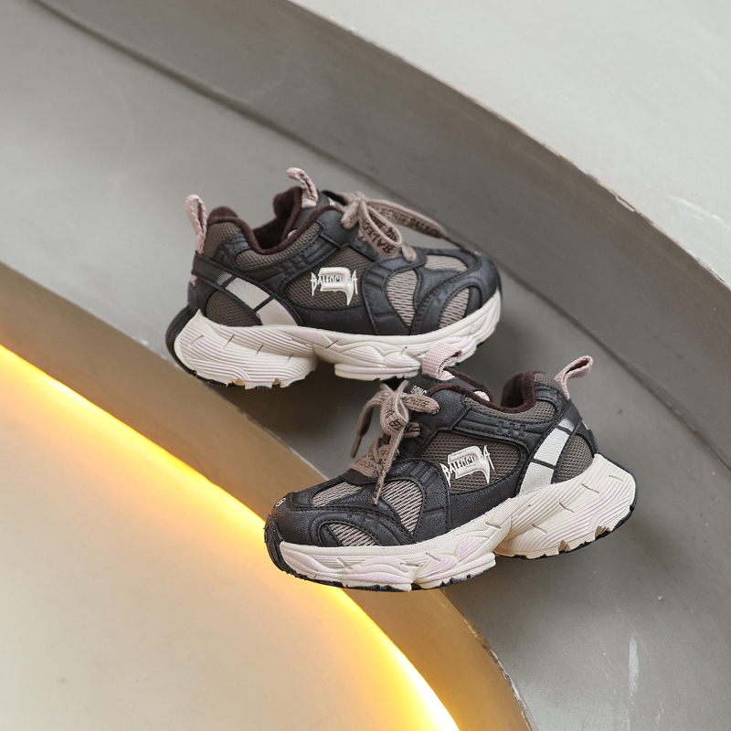 Dječje tenisice u stilu Dad Shoes s reljefnom kožom na gornjem dijelu, Velcro kopčanje, lagane, protuklizna EVA đon — zima 2025