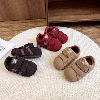 Dječje tenisice za trčanje s flecom, gornji dio od velura, gumeni potplat, zatvaranje na Velcro, unisex, uzrast 1–6 godina, prikladne za zimu, proljeće i jesen