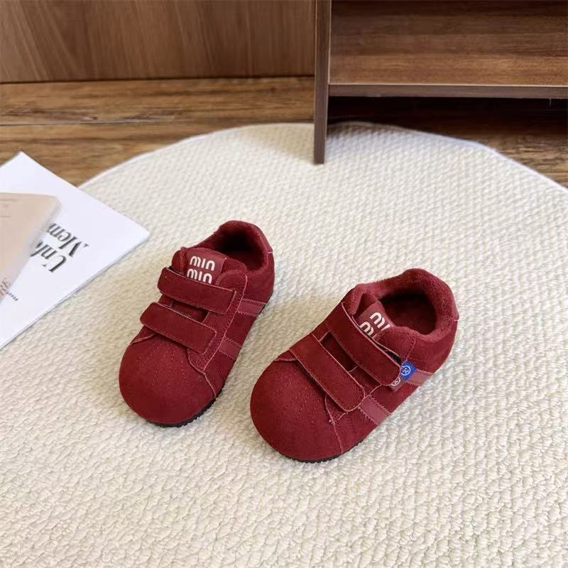 Dječje tenisice za trčanje s flecom, gornji dio od velura, gumeni potplat, zatvaranje na Velcro, unisex, uzrast 1–6 godina, prikladne za zimu, proljeće i jesen