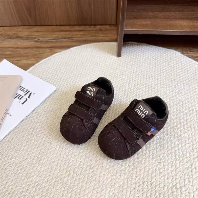 Dječje tenisice za trčanje s flecom, gornji dio od velura, gumeni potplat, zatvaranje na Velcro, unisex, uzrast 1–6 godina, prikladne za zimu, proljeće i jesen