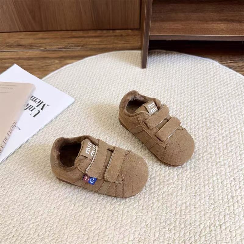 Dječje tenisice za trčanje s flecom, gornji dio od velura, gumeni potplat, zatvaranje na Velcro, unisex, uzrast 1–6 godina, prikladne za zimu, proljeće i jesen