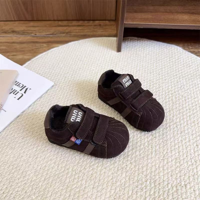 Dječje tenisice za trčanje s flecom, gornji dio od velura, gumeni potplat, zatvaranje na Velcro, unisex, uzrast 1–6 godina, prikladne za zimu, proljeće i jesen